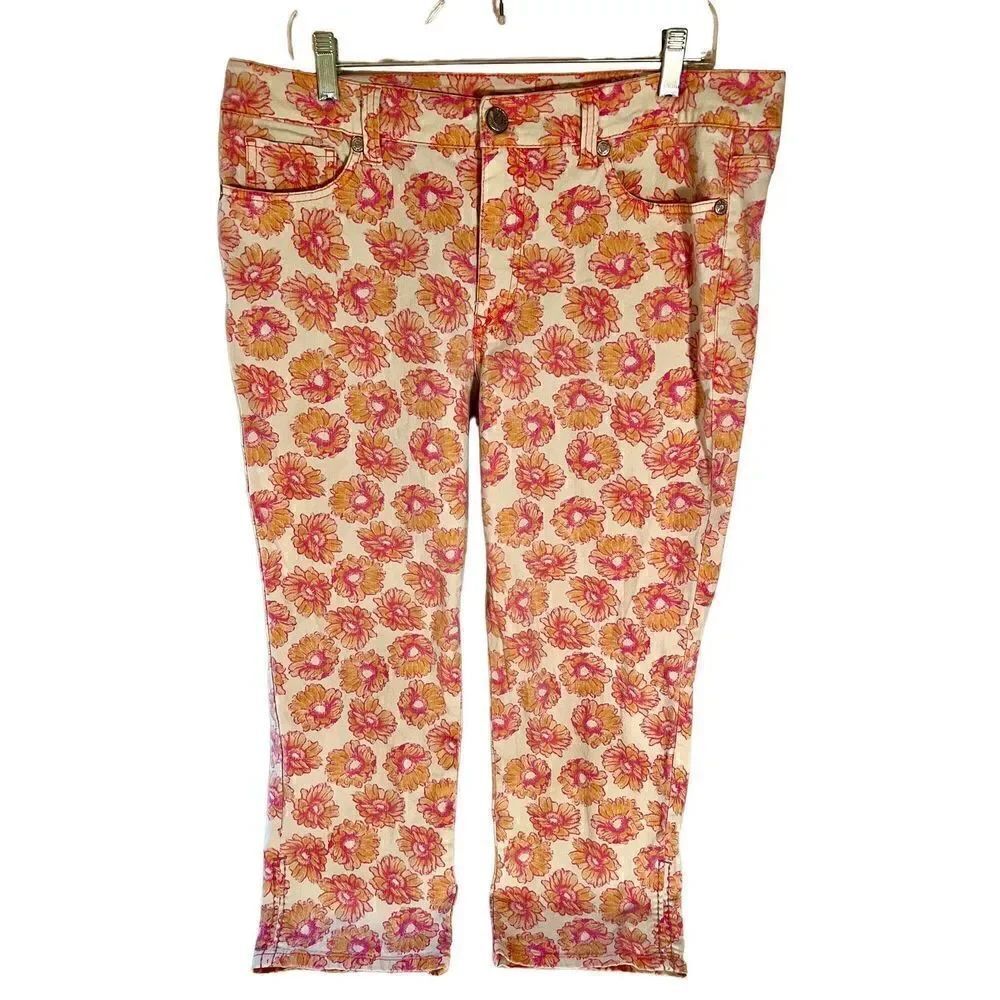 Nine West Vintage American Crop Pants, Size 14/32 Missy, Boho, Flower Print